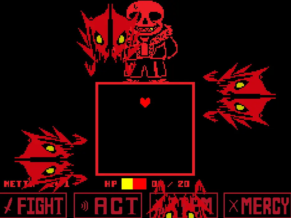 Underfell Sans Fight gameplay - Pacifist boss Bad Time Simulator battle