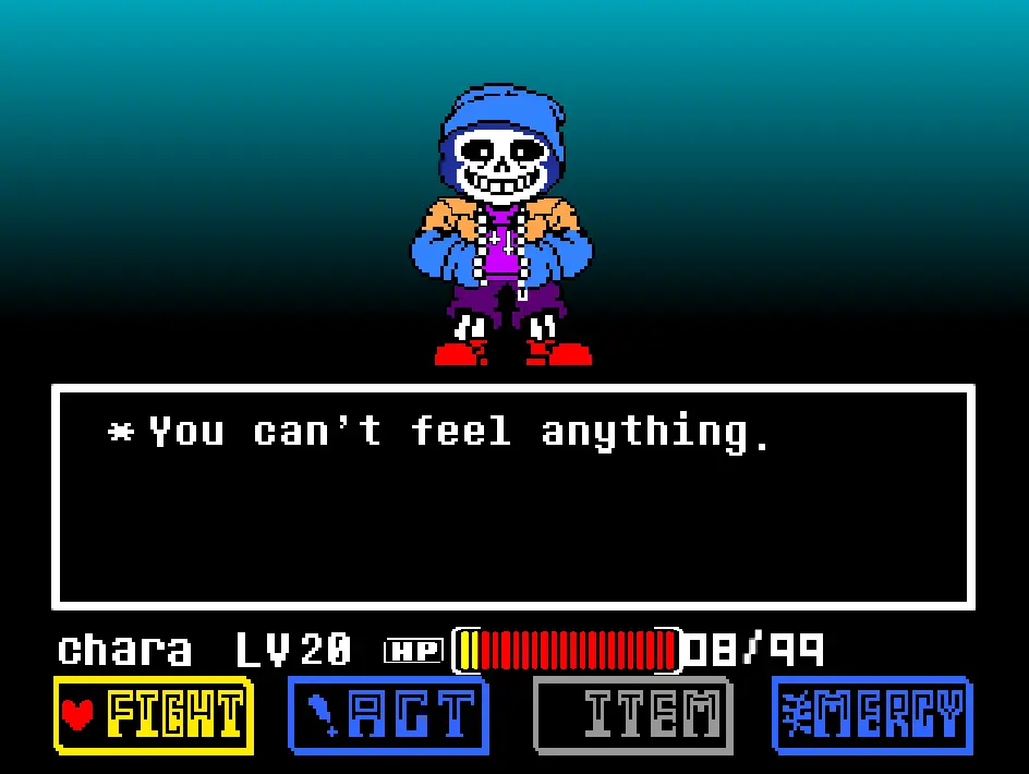 AU selection screen showing different Sans variants and difficulty options