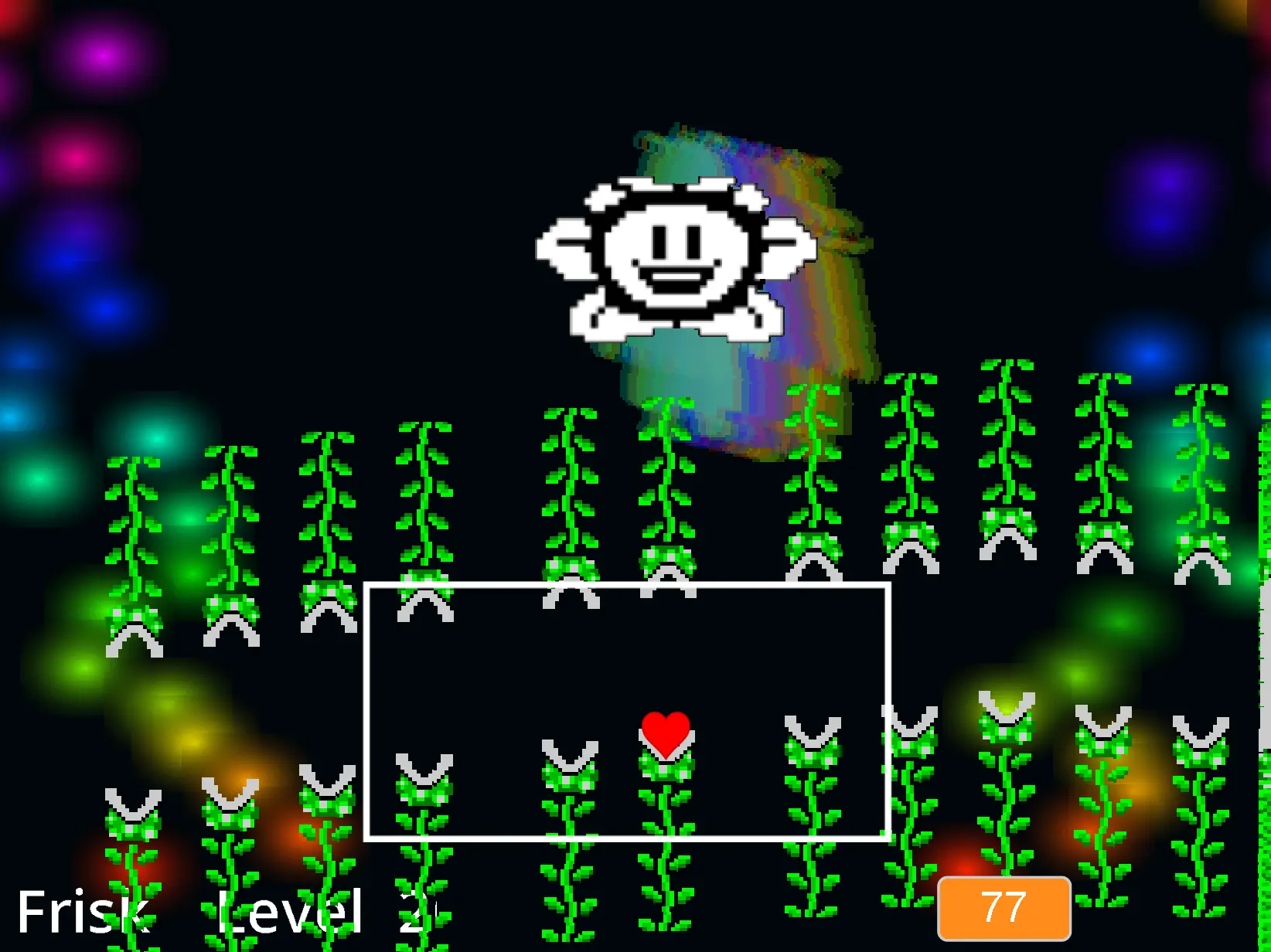 Omega Flowey's reality-warping attacks and soul rescue mechanics